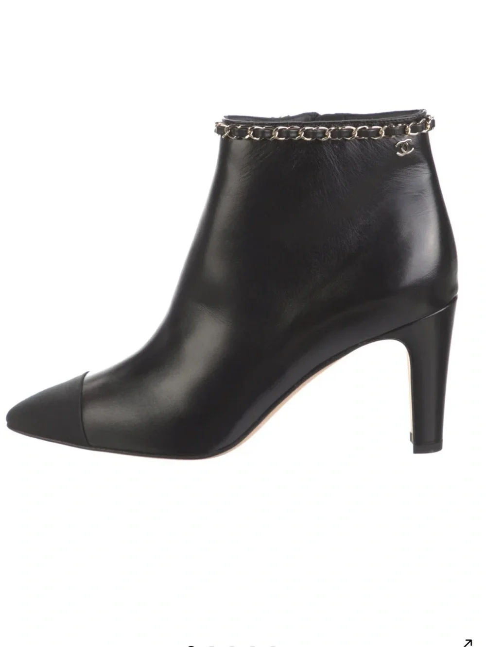 CHANEL Interlocking CC Logo Black Lambskin Short Boots
